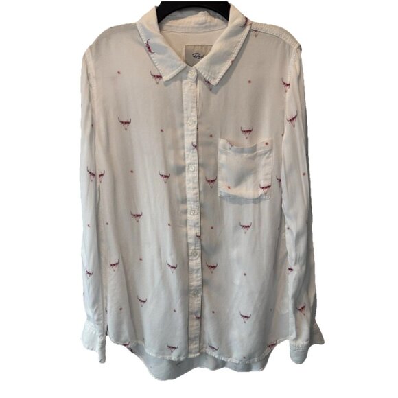Rails Tops - Rails Rosci Indio Bull Skull Long Sleeve Womens Button Down Top S Western Casual